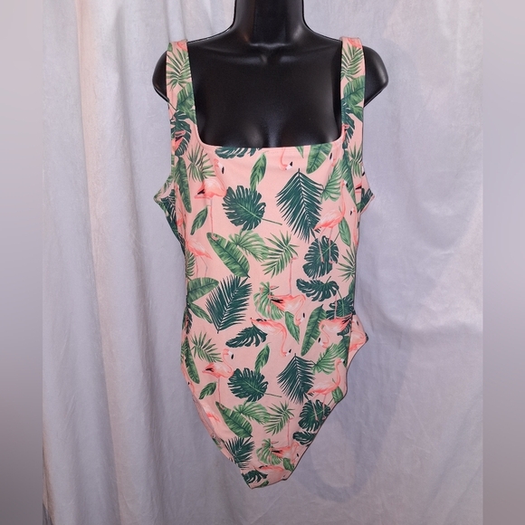Tropical Flamingo Print Swimsuit - Picture 1 of 14